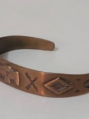 Vintage native American story teller Bell Trading Post 1960's Solid Copper Thund